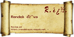 Rendek Éva névjegykártya